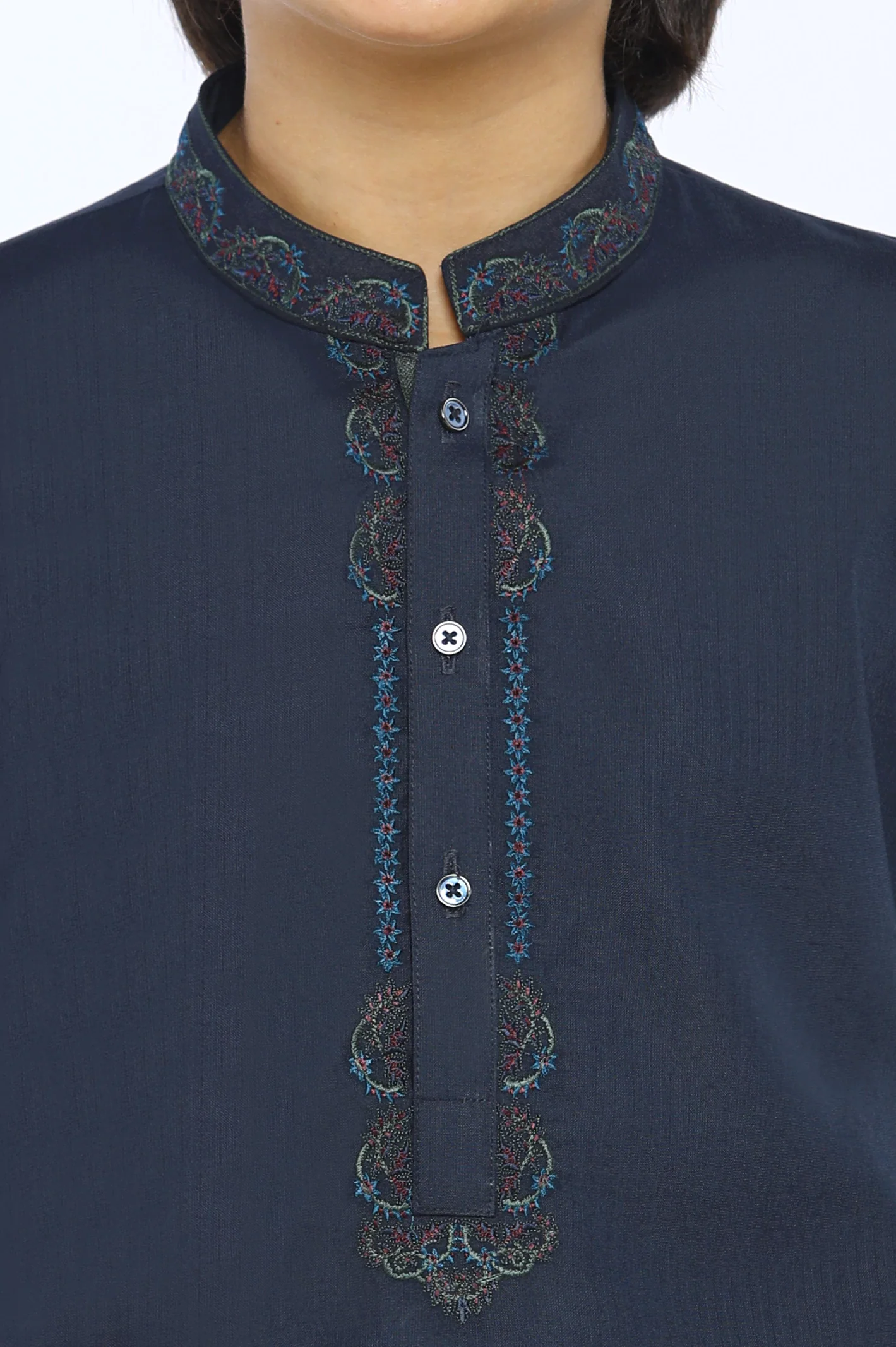 Dark Blue Boys Kurta Pajama - Image 3