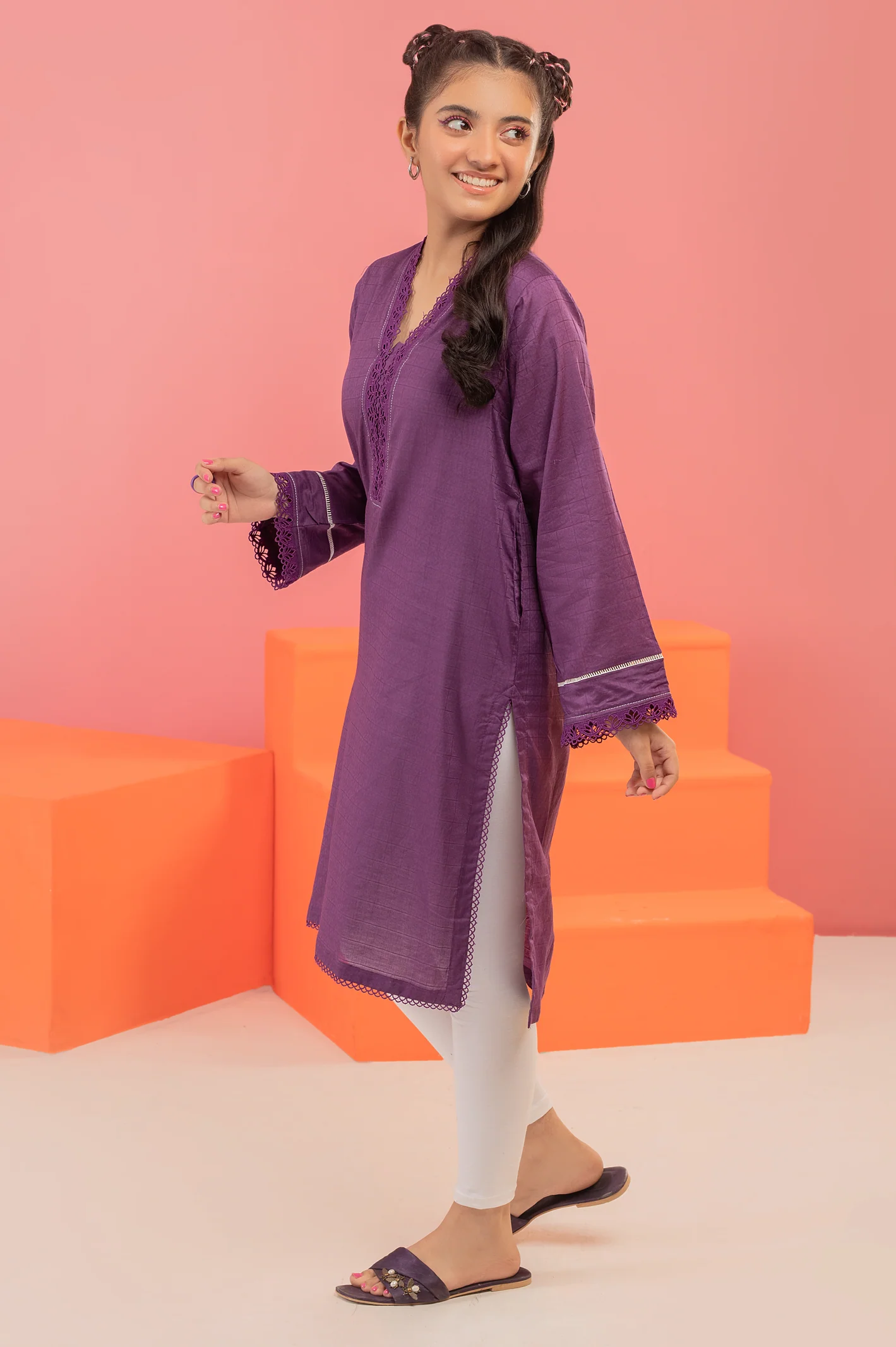 Purple Solid Kurti - Image 3