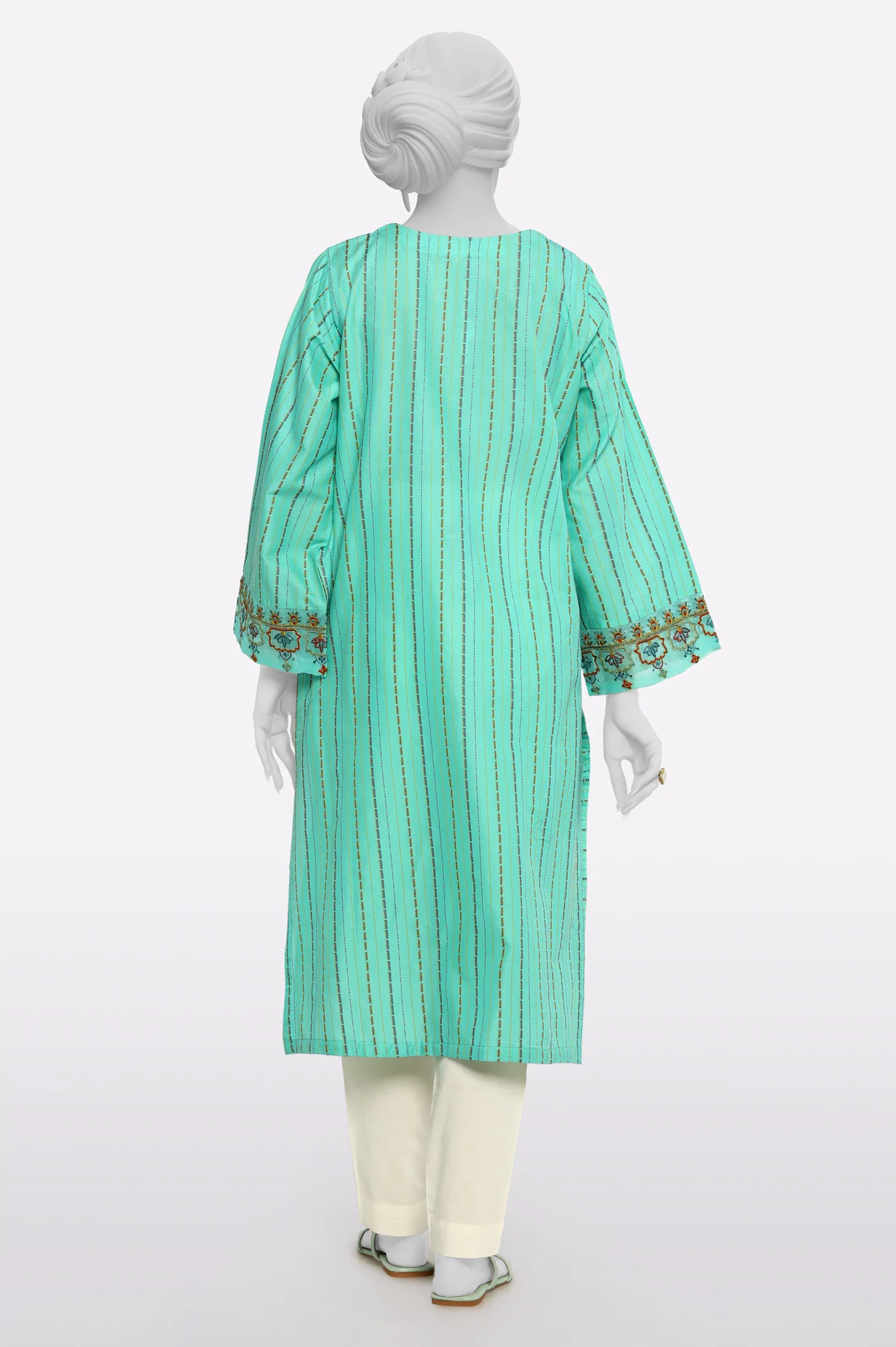 Sea Green Embroidered Kurti - Image 3